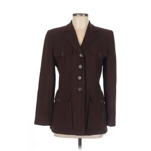 VTG Ralph Lauren Dark Brown Twill Worsted Wool Long Blazer Equestrian Riding 6